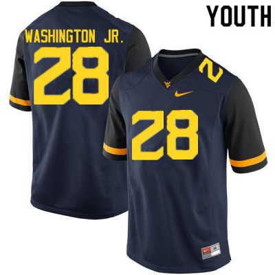 Youth West Virginia Mountaineers NCAA #28 Keith Washington Jr. Navy Authentic Nike Stitched College Football Jersey NN15B18EC